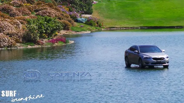 kia cadenza floating on water