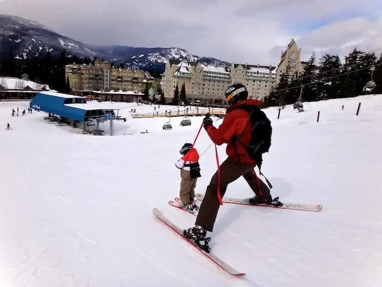 baby and father ski whistler canada