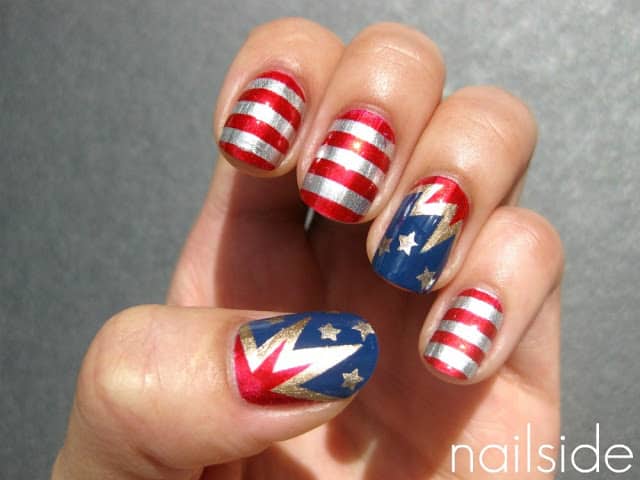 Fourth of July Nail Art wonder woman