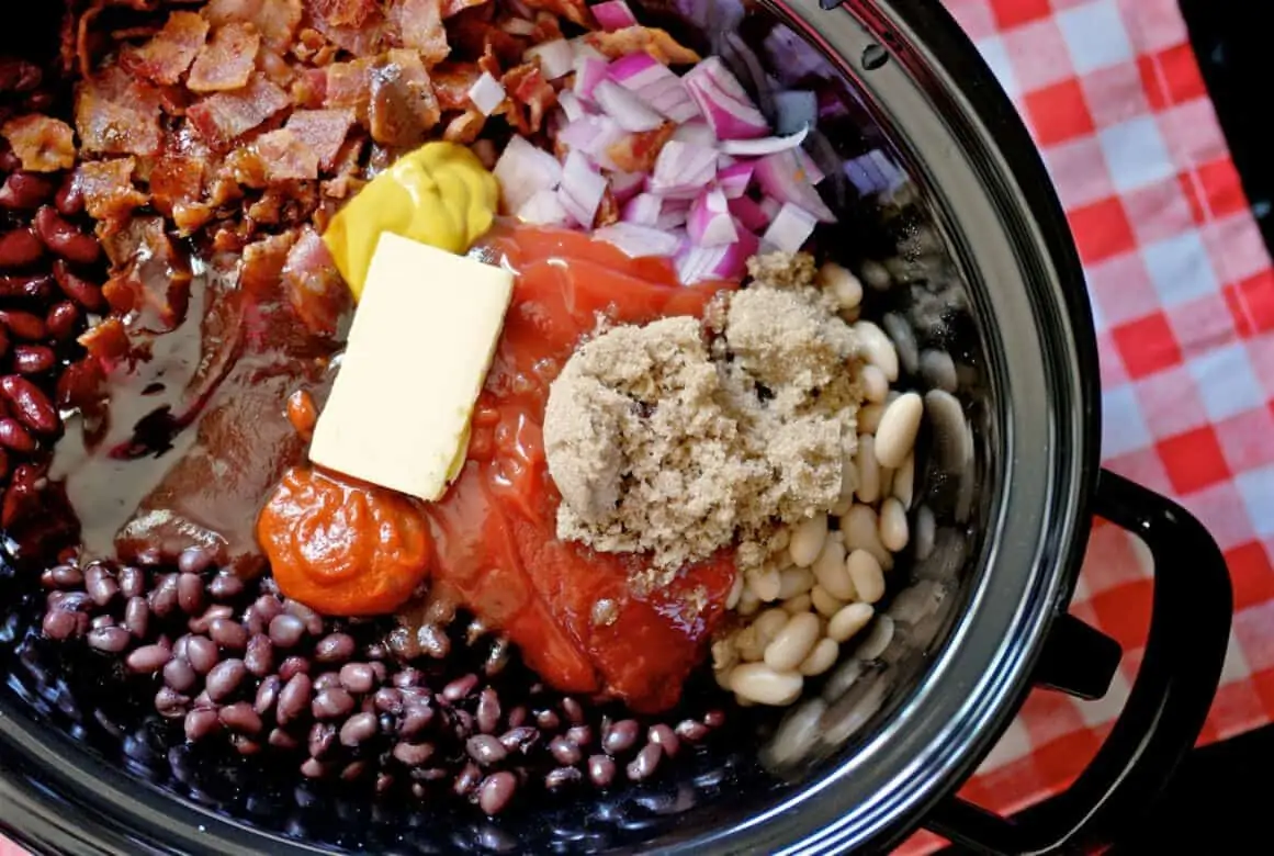 crockpot slow cooker smoked kielbasa and bbq baked beans recipe