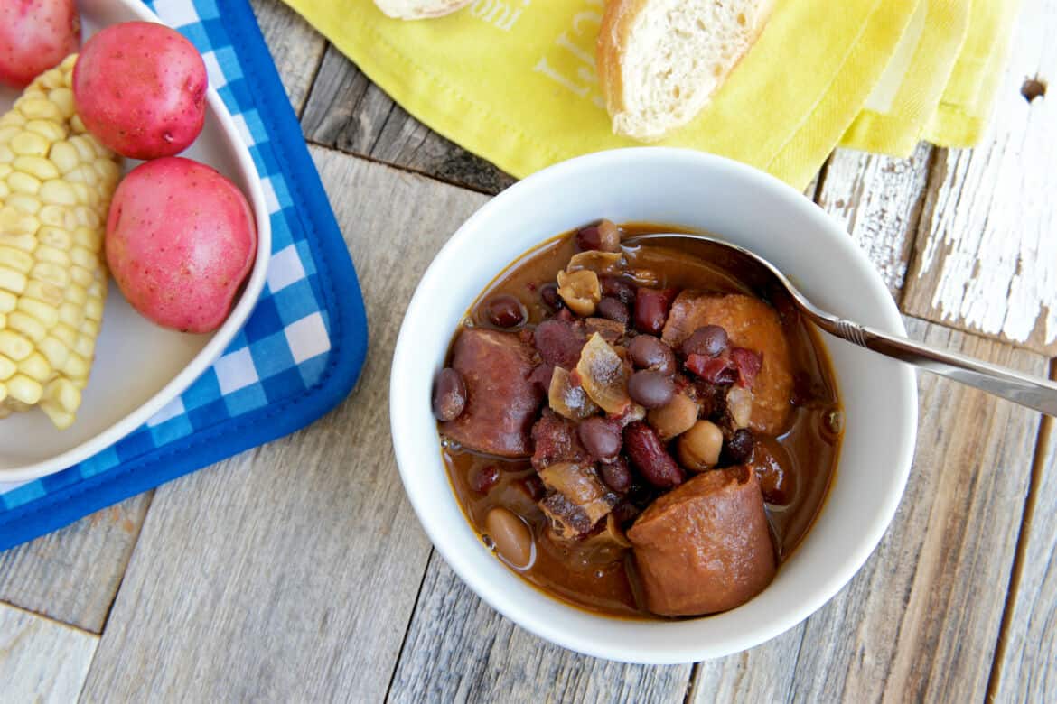 Crock Pot Kielbasa and BBQ Baked Beans Slow Cooker Recipe