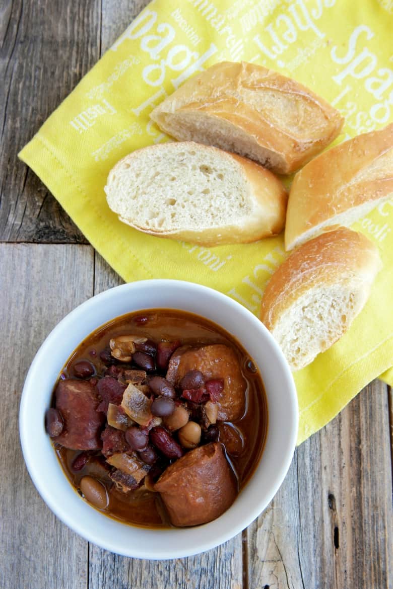 crockpot slow cooker smoked kielbasa and bbq baked beans recipe