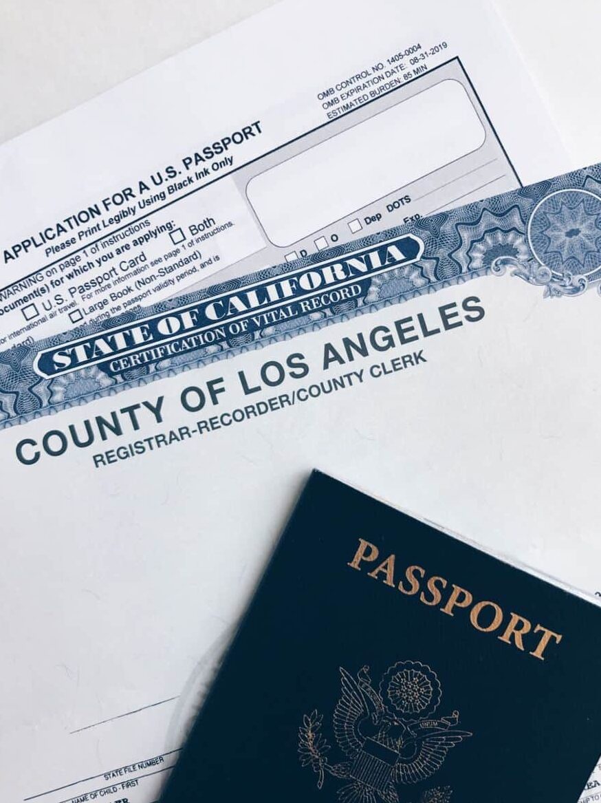 birth certificate with passport portrait