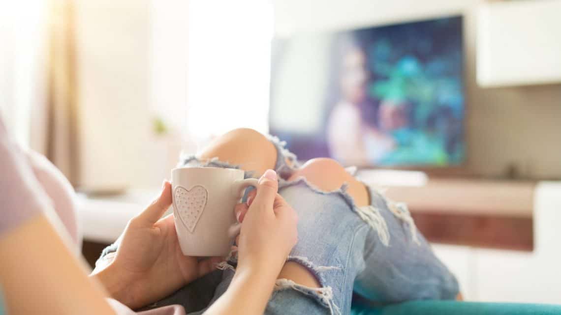 relaxing in front of tv