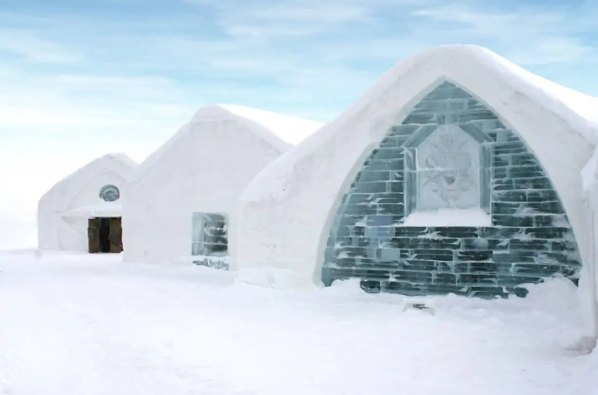 Windows of Ice hotel Quebec, Canada.