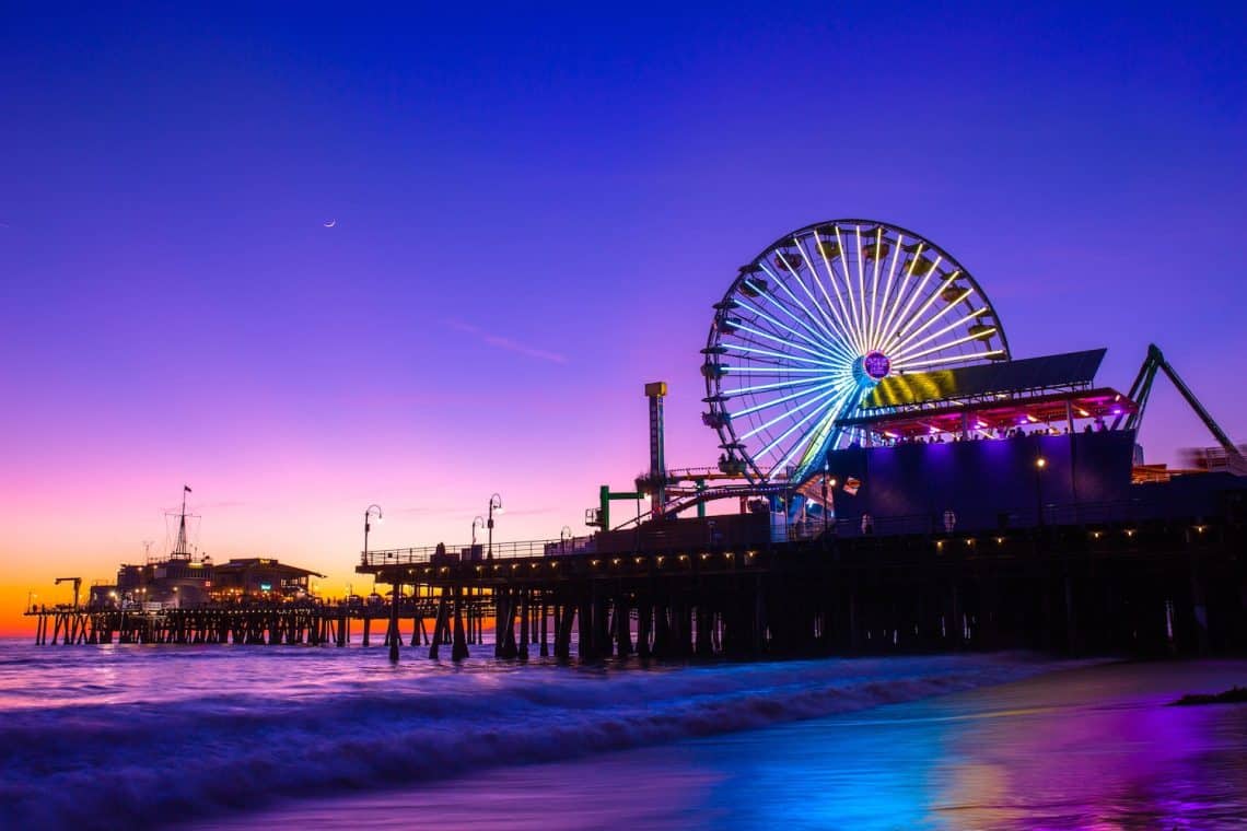 amusement park sunset pier