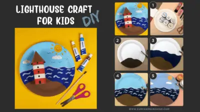 DIY lighthouse craft idea for kids easy paper plate craft