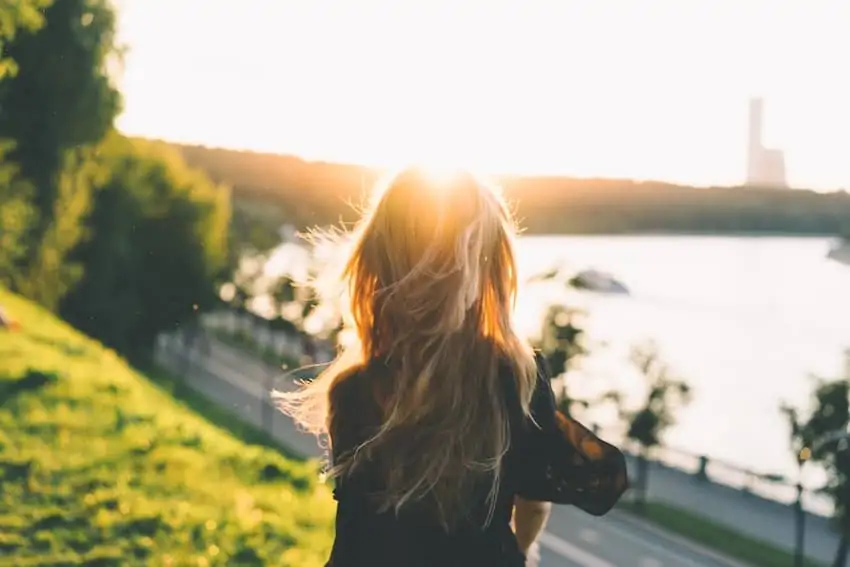 girl going for a morning walk