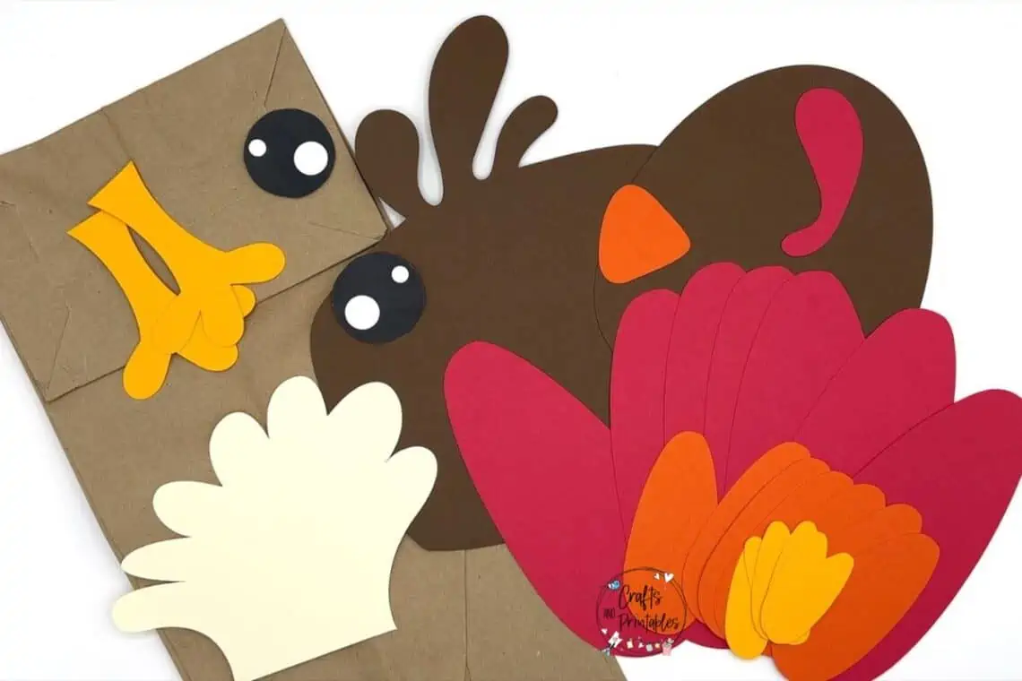 Paper Bag Turkey Craft in process -  - Free Paper Bag Turkey Craft for Kids