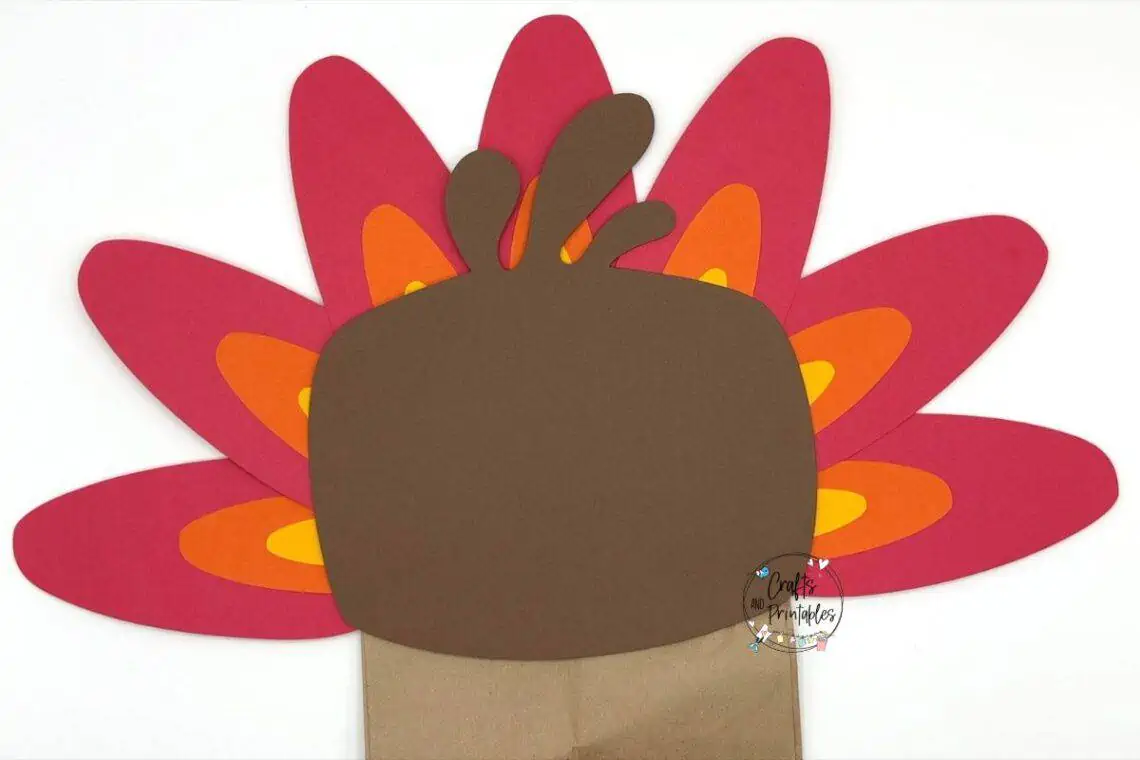 Paper Bag Turkey Craft in process -  - Free Paper Bag Turkey Craft for Kids