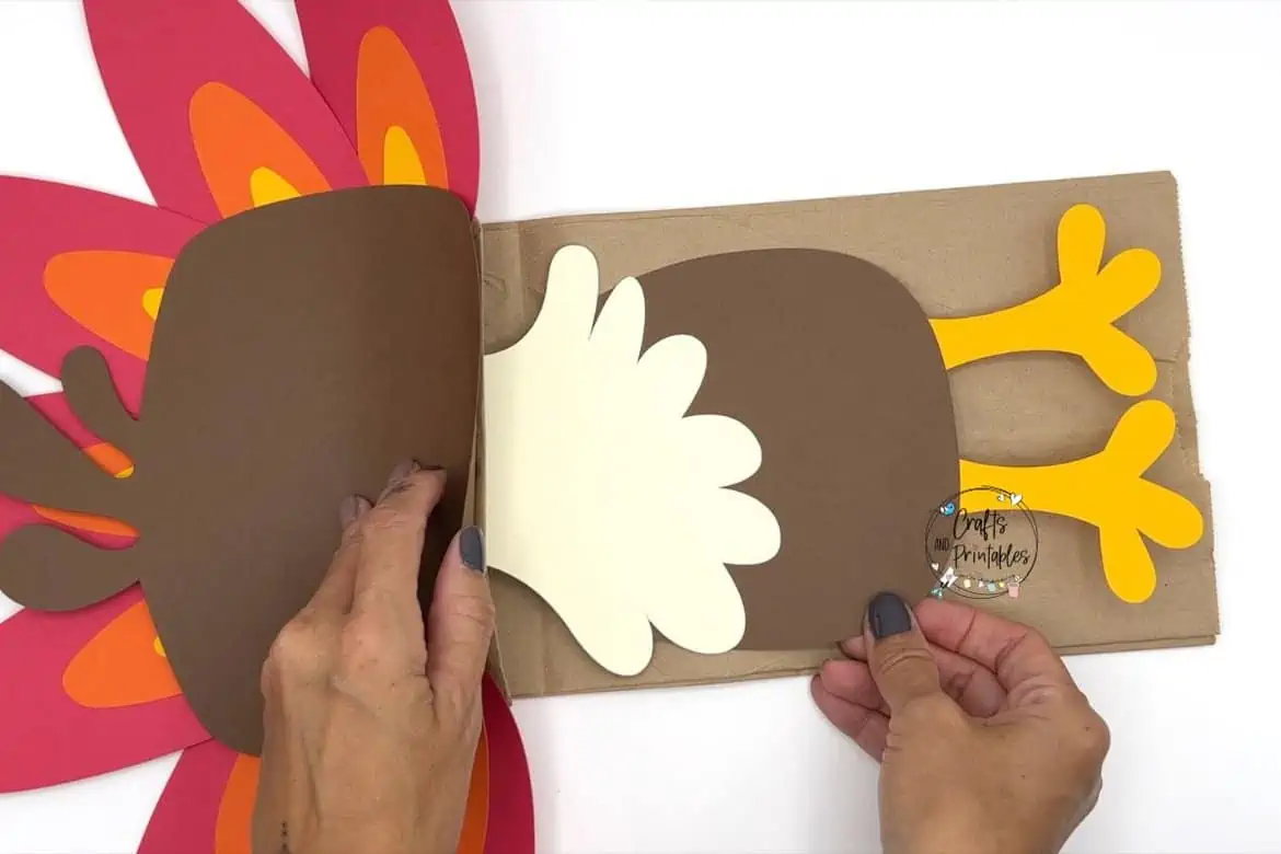 Paper Bag Turkey Craft in process -  - Free Paper Bag Turkey Craft for Kids