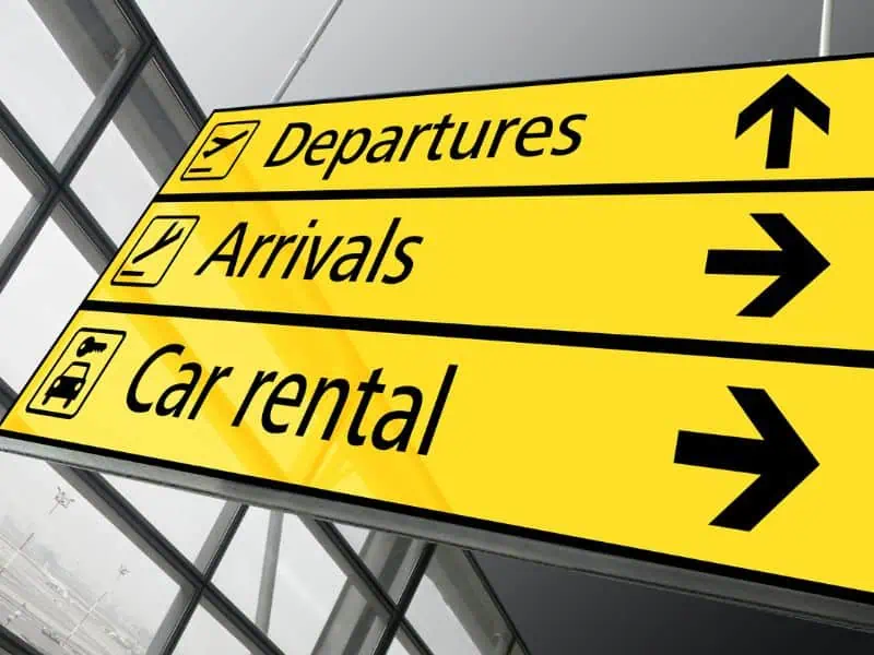 airport car rental sign