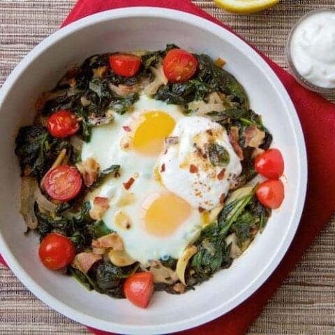 Garlic Bacon Spinach Baked Eggs 3 1