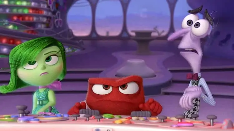 Disgust, Anger and Fear must cope with unexpectedly being in command of Headquarters in Disney•Pixar’s “Inside Out”. ©2015 Disney•Pixar. All Rights Reserved.