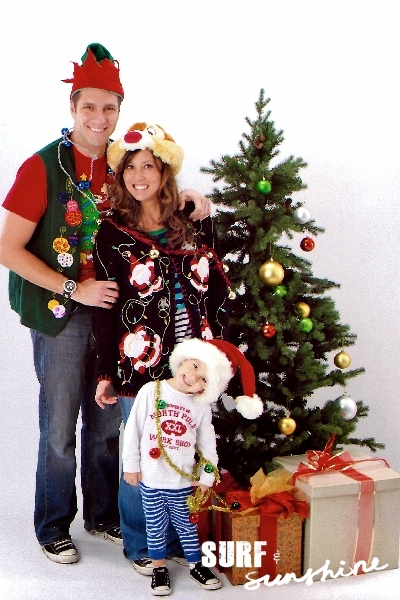 Ugly christmas sweater family photo